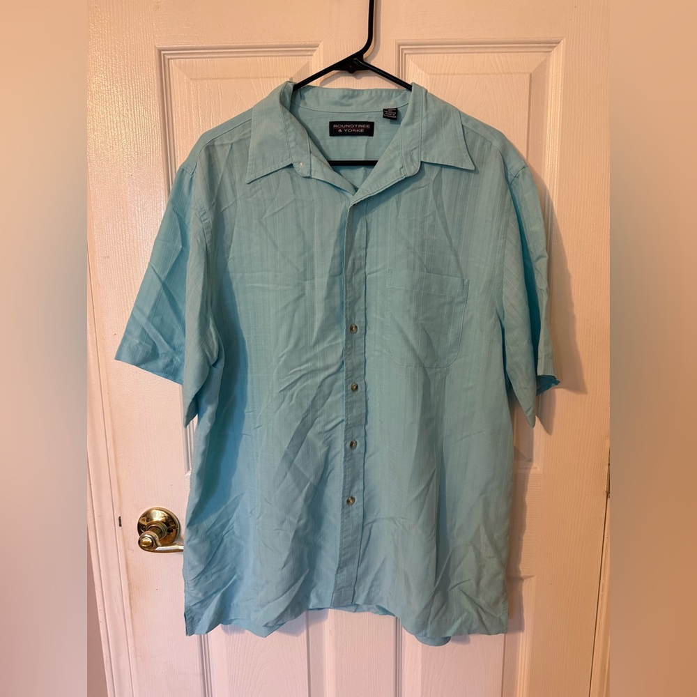 ROUNDTREE & YORKE Light Blue Short Sleeve Men's Shirt